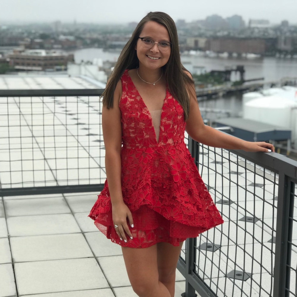 Red lace dress